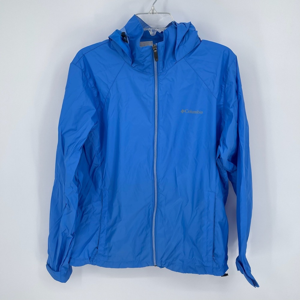 Columbia Women's Blue Hooded Full Zip Windbreaker Jacket Size XL